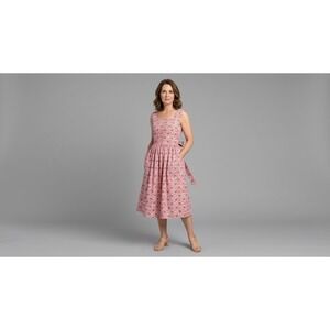 Reyn Spooner Vintage Style Pink Floral Strawberry Print Dress Cotton Pockets